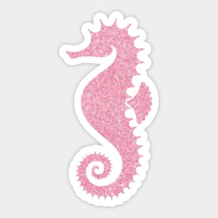 Light Pink Faux Glitter Seahorse Sticker
